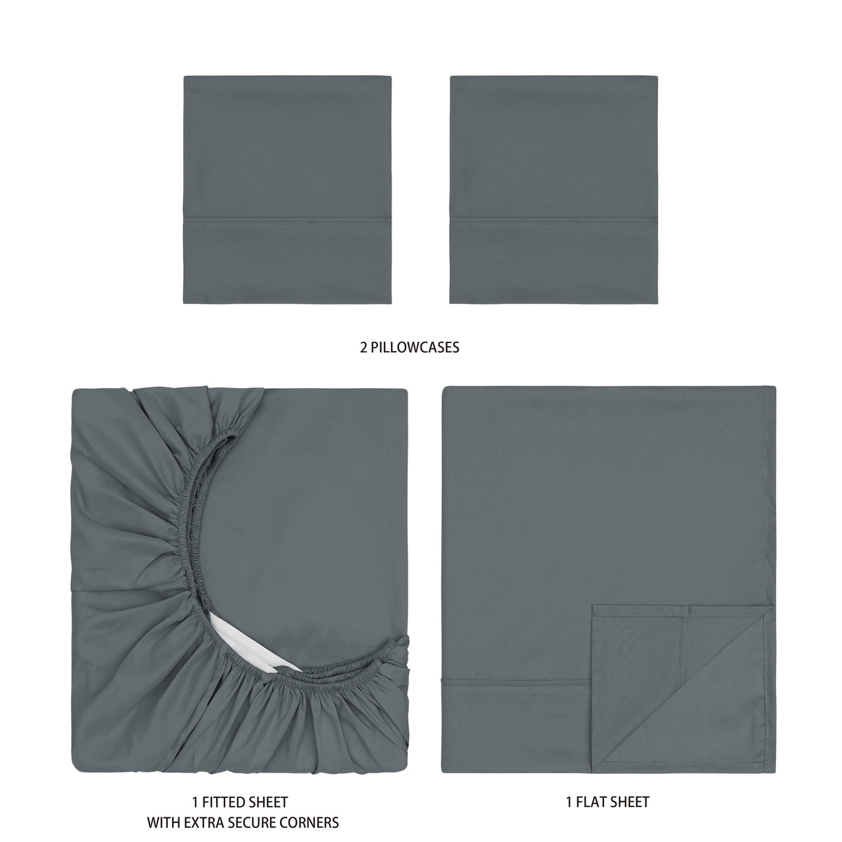 Mainstays Super Soft Brushed Microfiber Bed Sheet Set, Soothing Gray, Queen, 4 Piece - Image 5