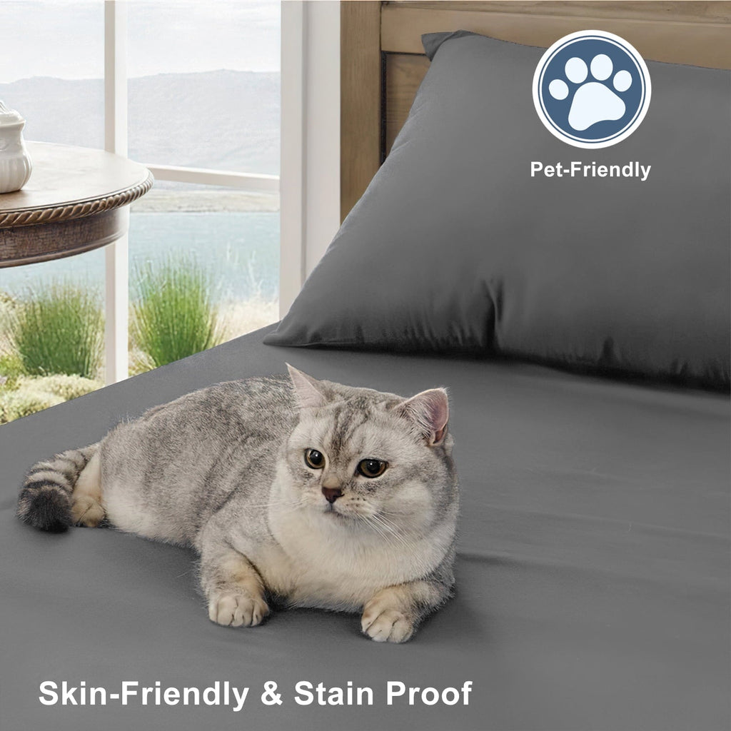 Size, 1800 Series Microfiber Cooling , Breathable & Hypoallergenic 4 Pieces Luxury Soft Sheet Set, Mattress Fitted up... - Image 4