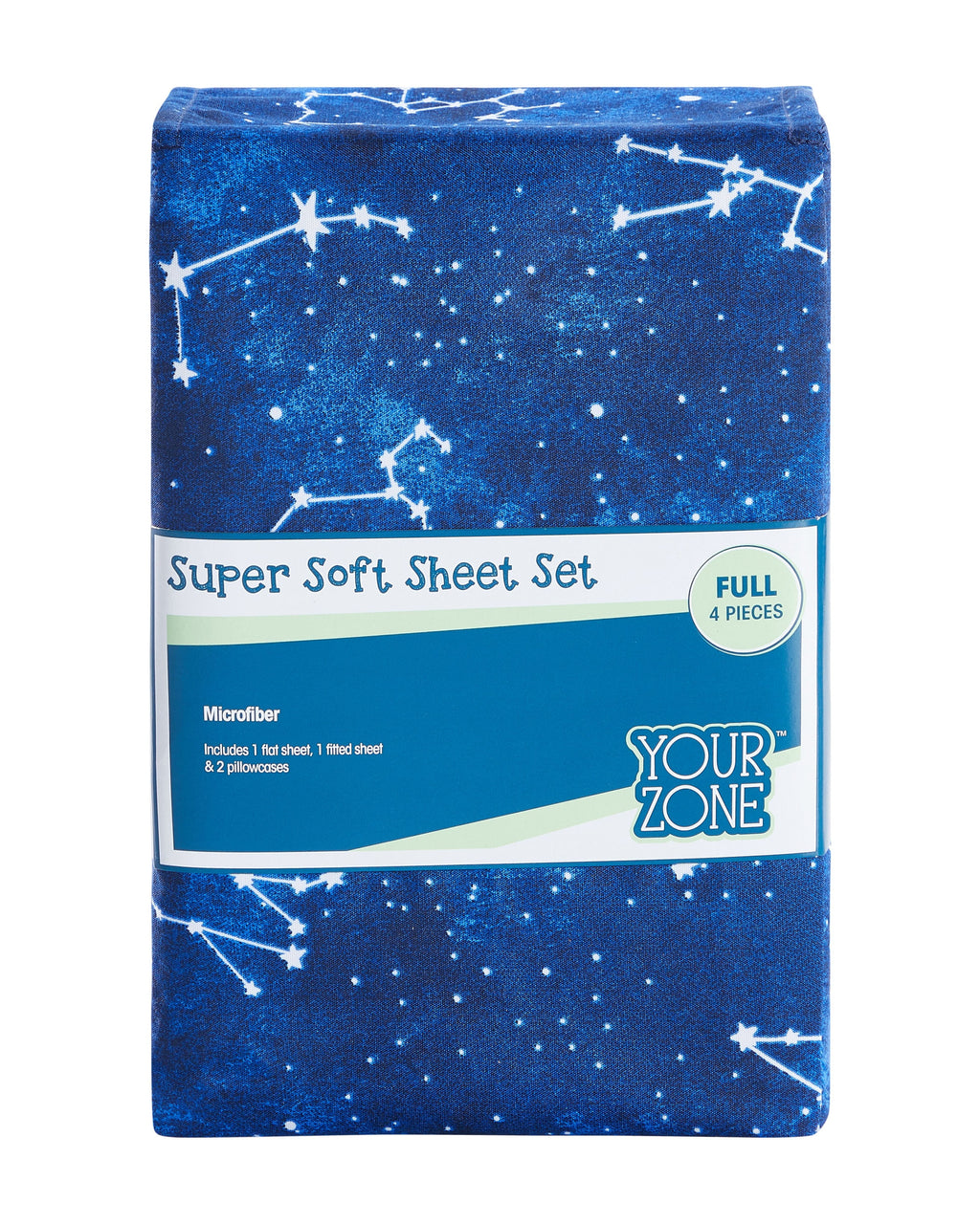 Kids Soft Microfiber Sheet Set, Navy Blue Stars, Full, 4 Pieces, Easy Care - Image 3