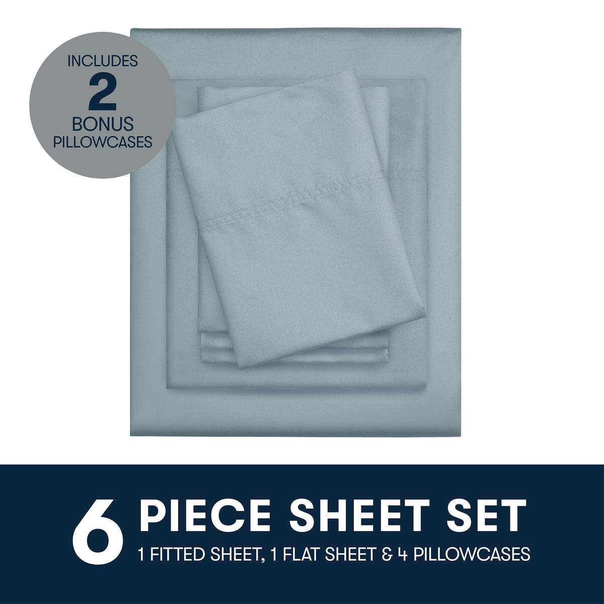 6-Piece 800 Thread Count Lead Cotton Rich Adult Bed Sheet Set, King - Deep Pocket - Image 6