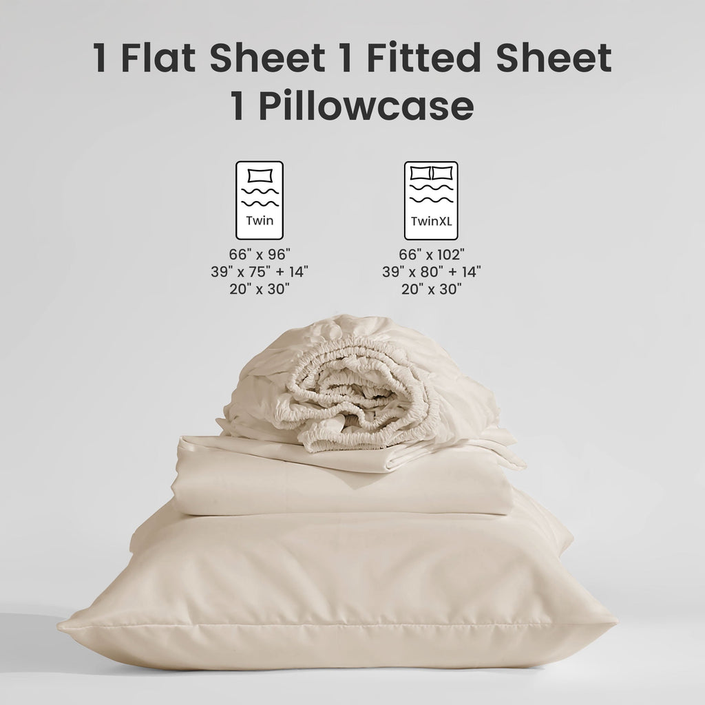 Sonive Bed Sheet Sets,Ultra Soft Breathable Luxury 4 Piece, (Beige, Queen) - Image 3