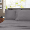 600 100% Cotton Wrinkle Free Striped Sheet Set (Twin, Gray)