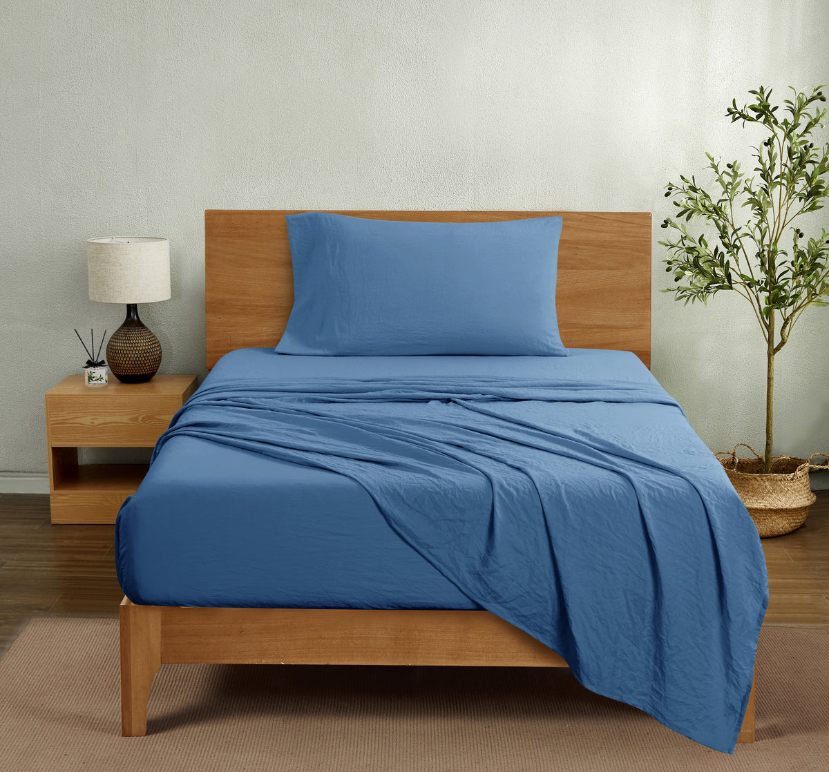 Ultra Soft Microfiber Bed Sheet Set, Twin-XL, Indigo, 3 Piece - Image 2