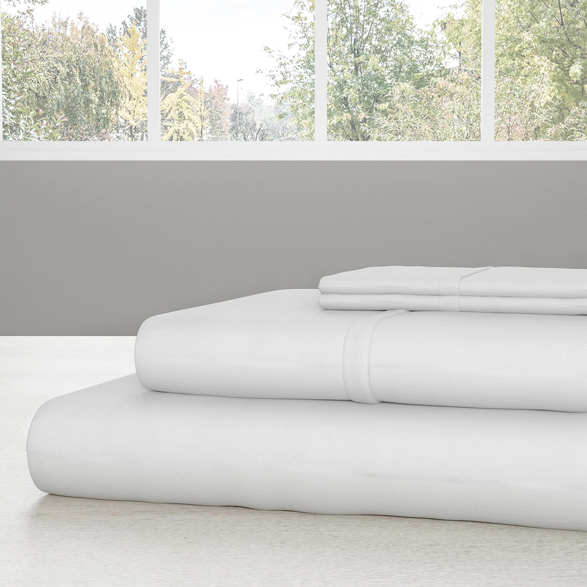Set- 3 Piece Bed Linens-Fitted & Flat s, Plus A Pillowcase-Wrinkle, Stain & Fade Resistant (Twin, White) - Image 6