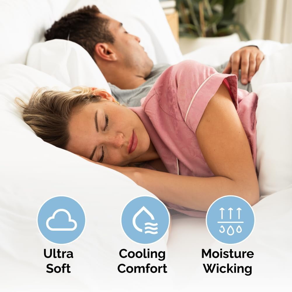 4-Piece Ultra Soft & Comfy Hotel Luxury Sheet Set - Full Size Cooling Bed Sheet Fits 8"-16" Mattresses, White - Image 4