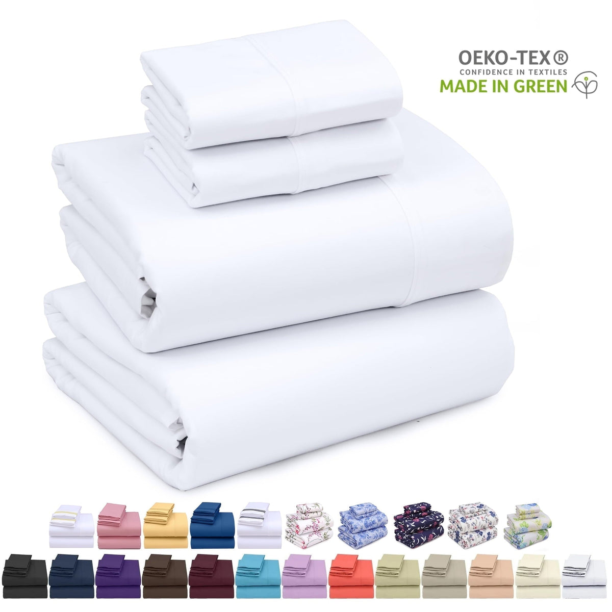 Set - Luxurious Silky Soft Microfiber Bedding - Cozy & Comfy - 15 inch Deep Pocket (Fits up to 17") Hotel Bed - 4 Pcs...
