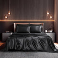 Set, Queen, Silky Bed s, 4 Pieces,Black