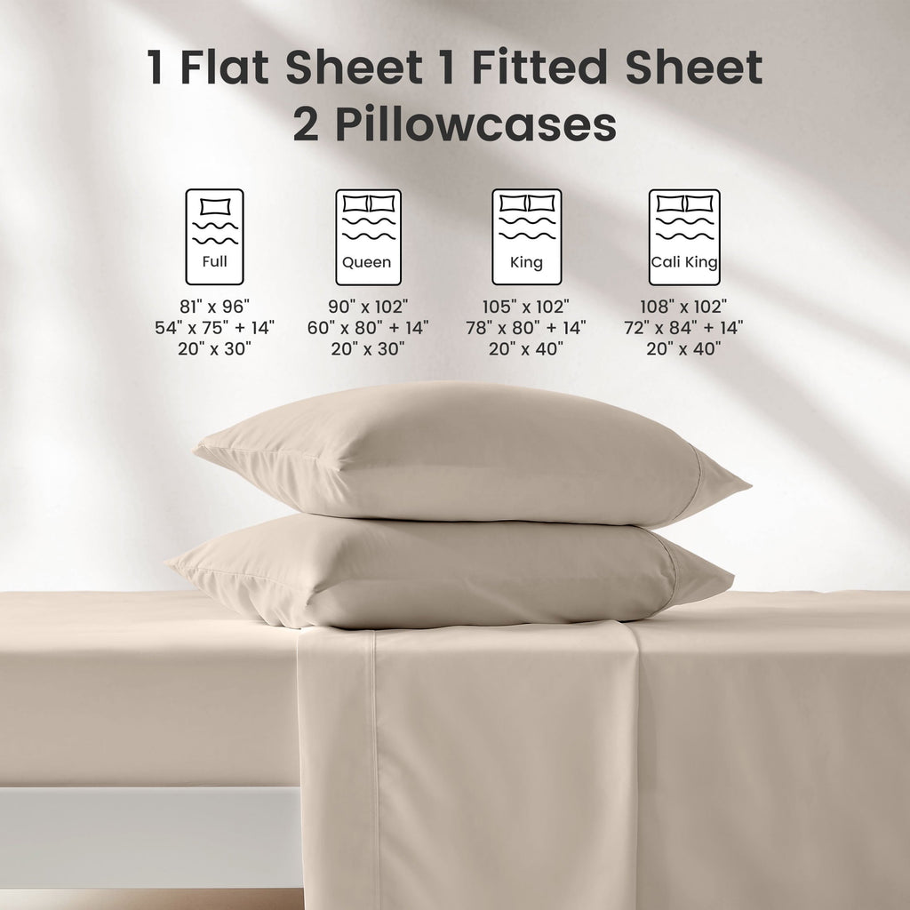 Sonive Bed Sheet Sets,Ultra Soft Breathable Luxury 4 Piece, (Beige, Queen) - Image 5