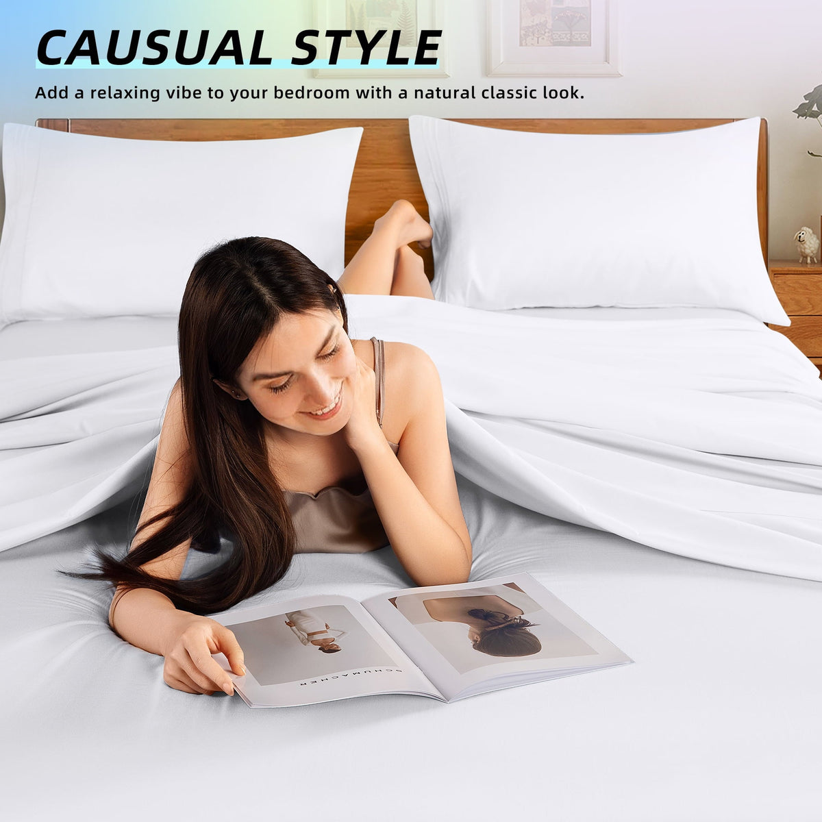 SONORO KATE Bed Sheets Set, 1800 Series Microfiber Deep Pocket 4 Pieces Luxury Soft Sheet Set, Queen, White - Image 6