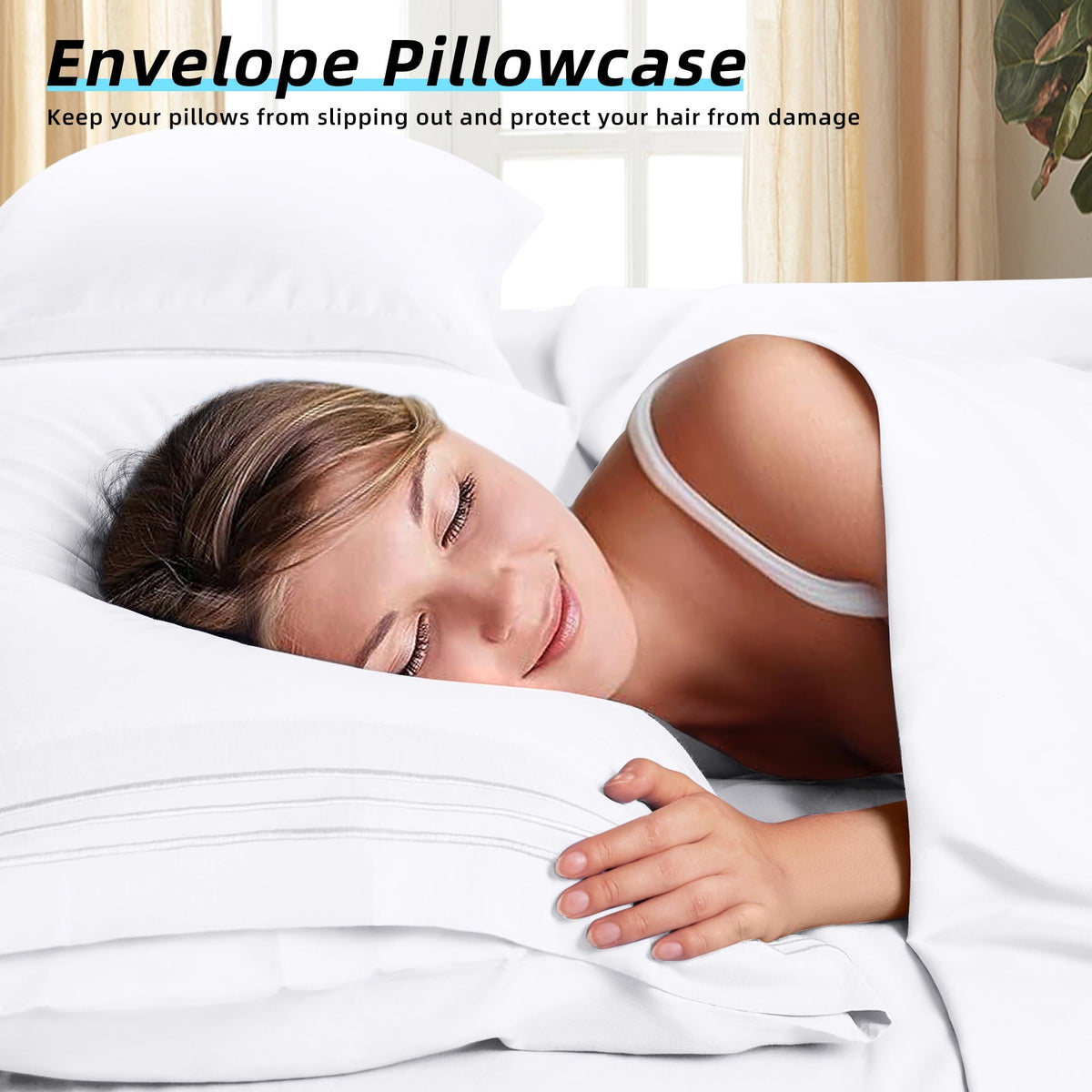 SONORO KATE Bed Sheets Set, 1800 Series Microfiber Deep Pocket 4 Pieces Luxury Soft Sheet Set, Queen, White - Image 5