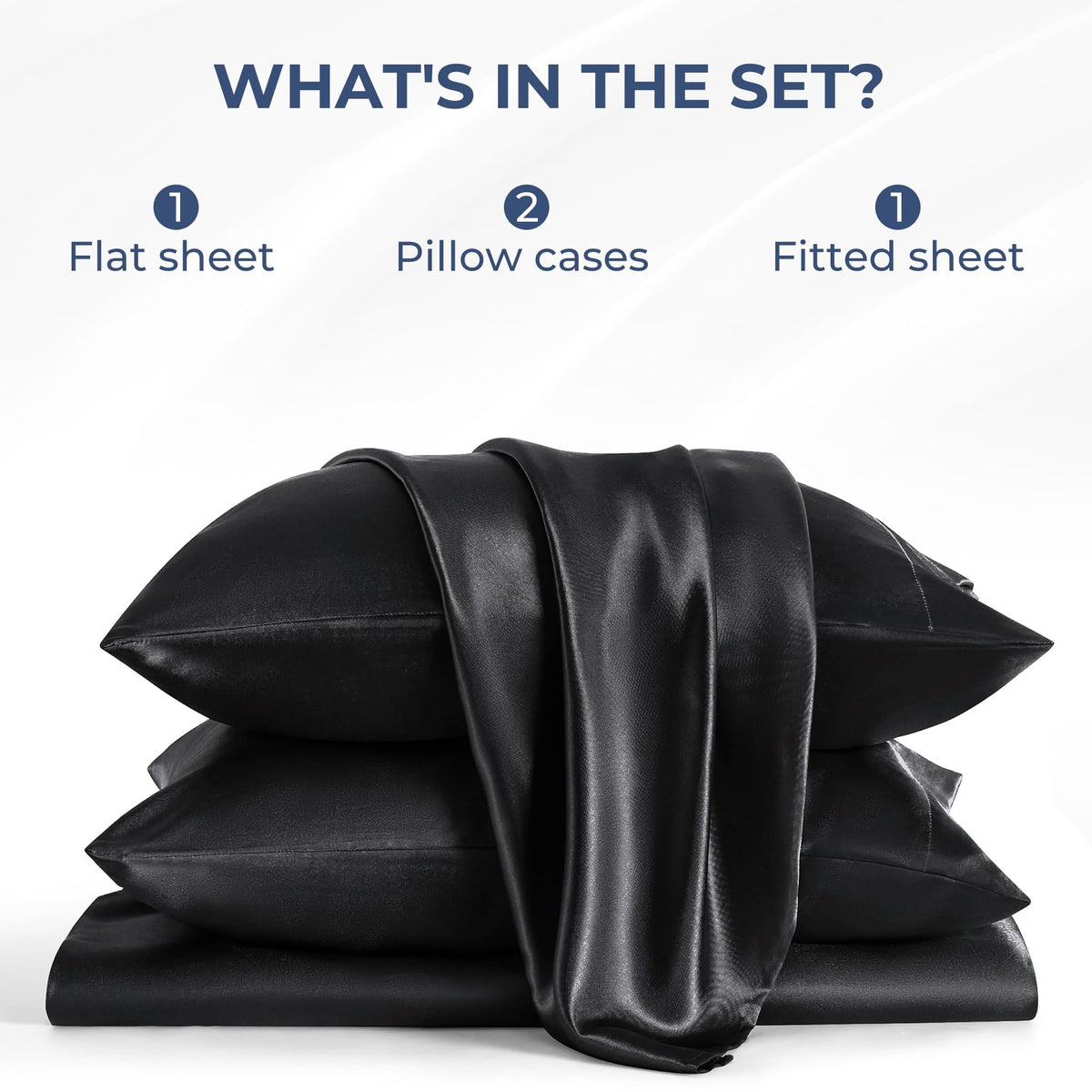 Set, Queen, Silky Bed s, 4 Pieces,Black - Image 4
