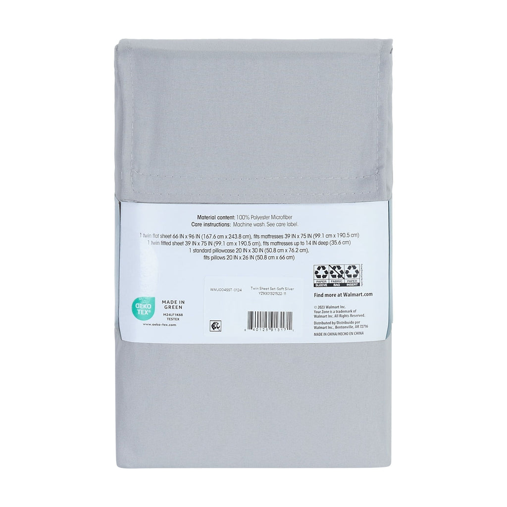 Kids Soft Microfiber Sheet Set, Gray, Twin, 3 Pieces - Image 4