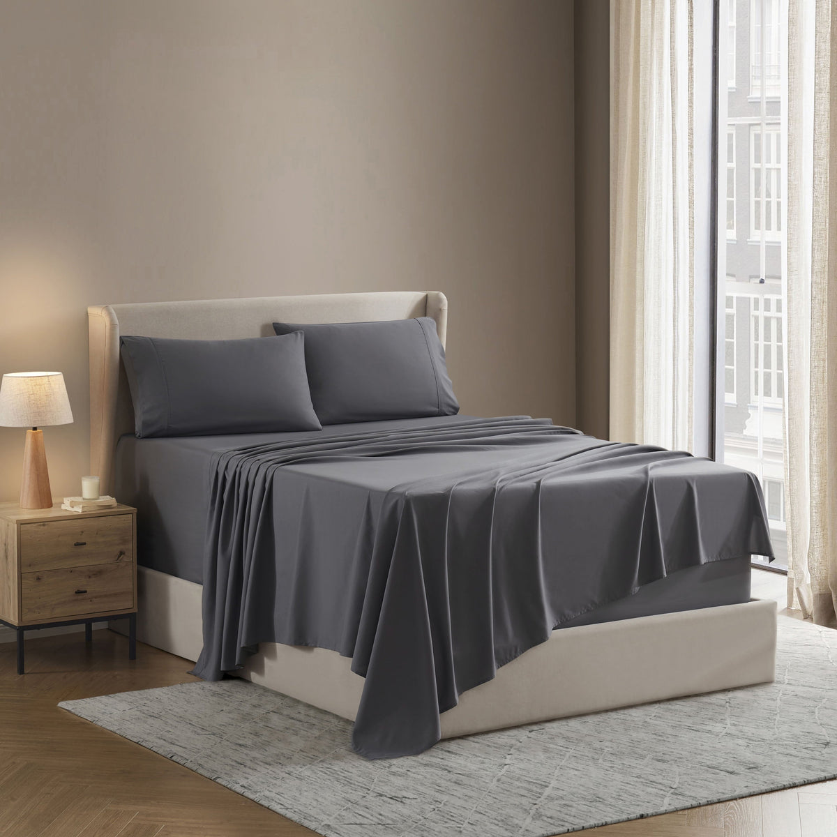 Sheet Sets, 1800 Series Deep Pocket 4 Piece, Luxury Soft Microfiber Bed Sheet Sets, GRAY - Image 2
