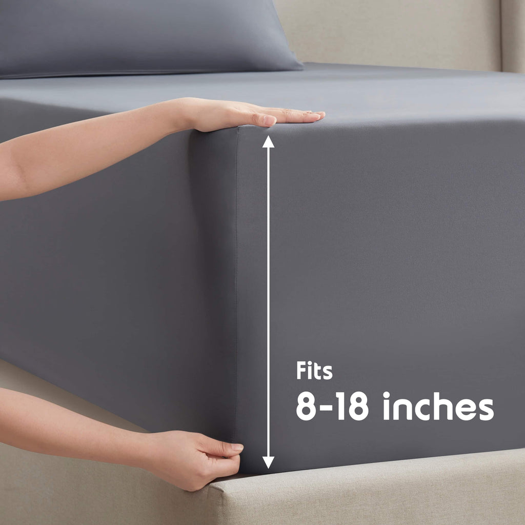 Full Size Sheets Set, 1800 Series Bed Sheets Full 4 Piece, Luxury Soft Microfiber Full Sheet Sets, Gray - Image 3